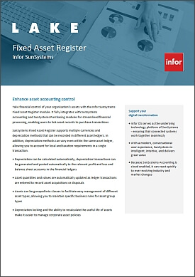 Infor SunSystems Fixed Asset Register